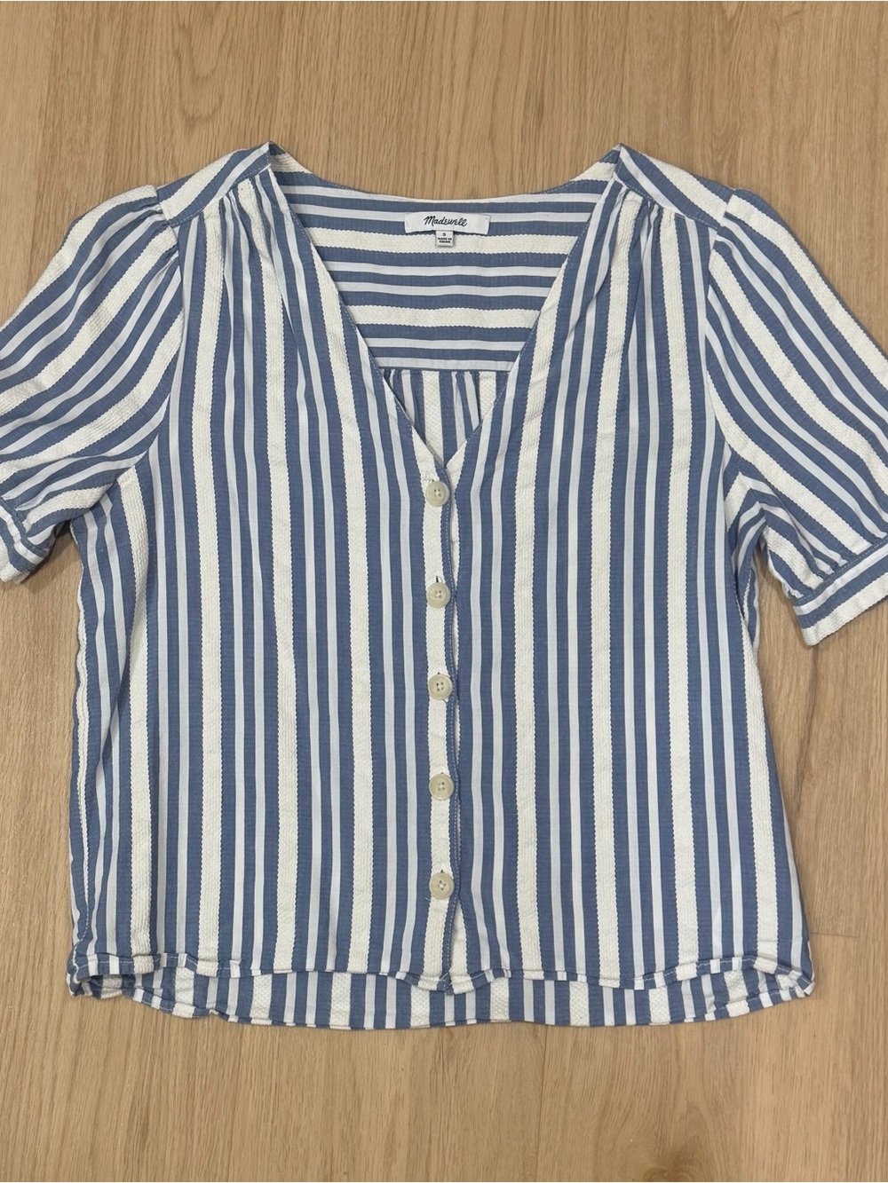 Madewell Blue and White Striped Button-Front Women's Top Size Small